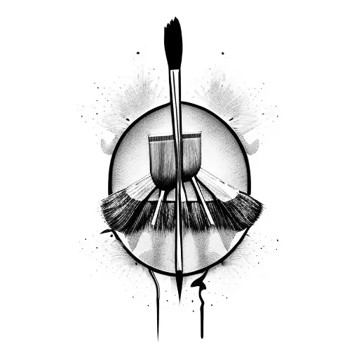 Abstract Representation Of A Paintbrush And Pencil Intertwined