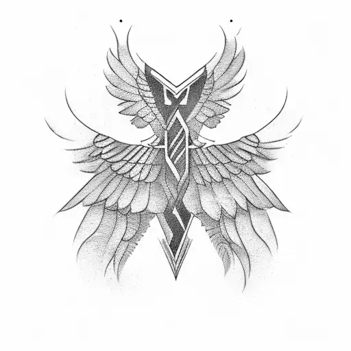 Angle Wings With Space For Date And Name