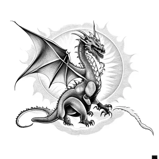 A Dragon Made Of Clouds And Sun Rays