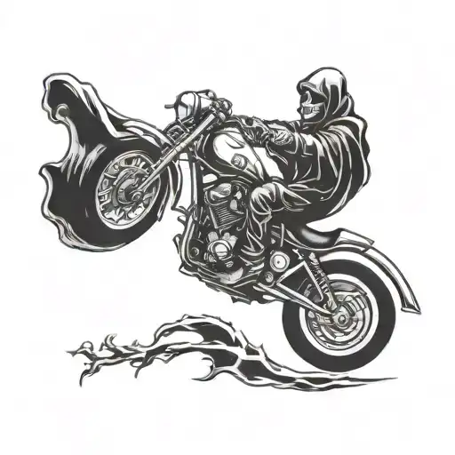 Grim Reaper Sitting On Motorcycle
