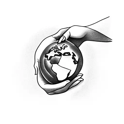 A Woman's Hand Holding The Earth On Fire