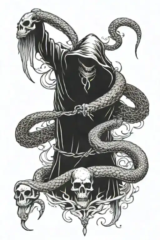 Snake And Grim Reaper Back