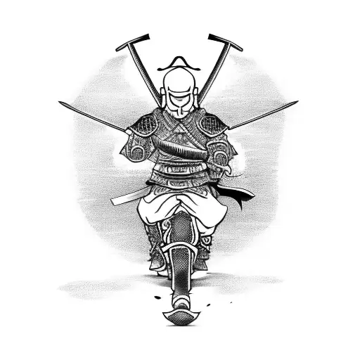 A Fierce Samurai Warrior Riding A Motorcycle With A Sword In Hand