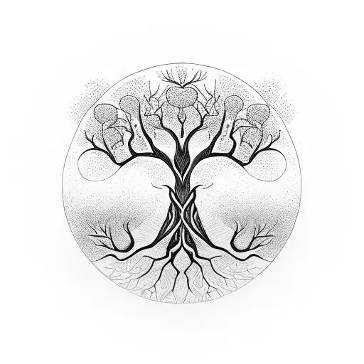 Tree Of Life With Intertwined Roots