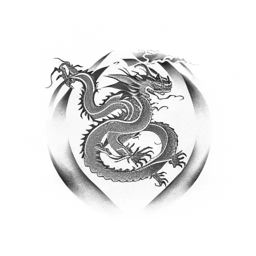 Dragon With Samurai And An Tree