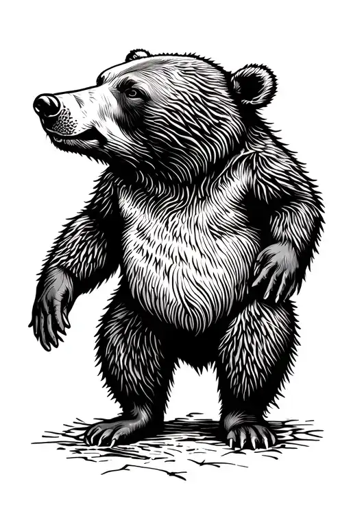 Side Profile Bear Standing On Hind Legs