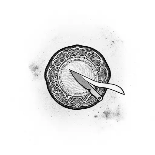 Chef's Knife With Japanese Background