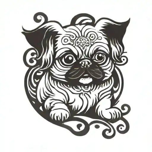 Cartoon Tibetan Spaniel Dog Incorporated Into Semi Colon