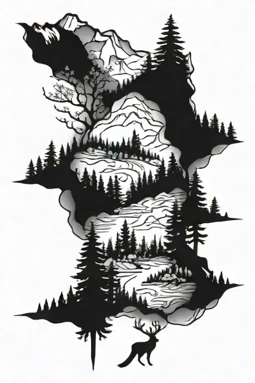 Woodland And Forest And Mountains