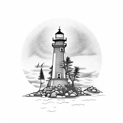 Lighthouse With A Forest Behind It