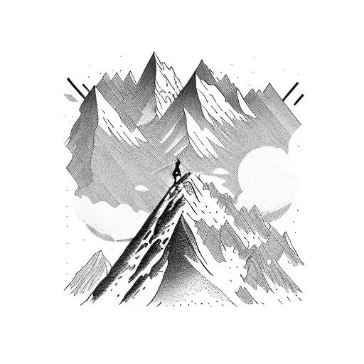 A Climber Scaling A Towering Mountain Peak