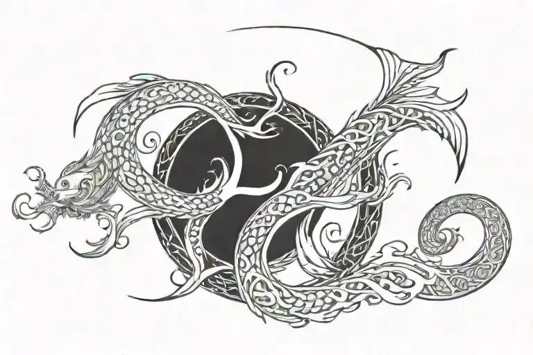 Ouroboros And Aquarius Wave Sign