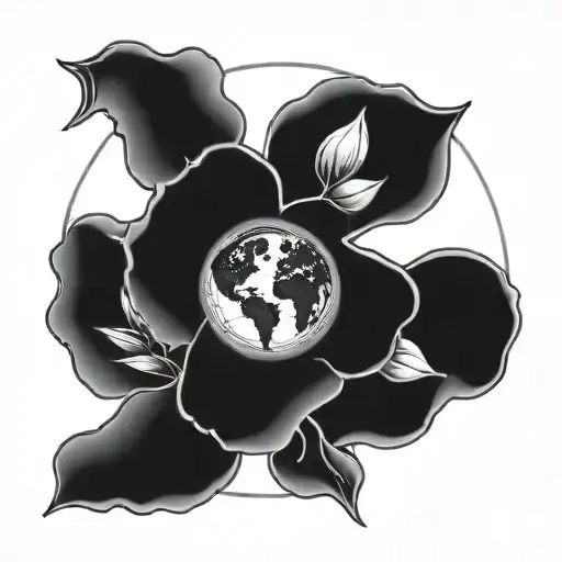 Flower Blooming Out Of Earth Globe