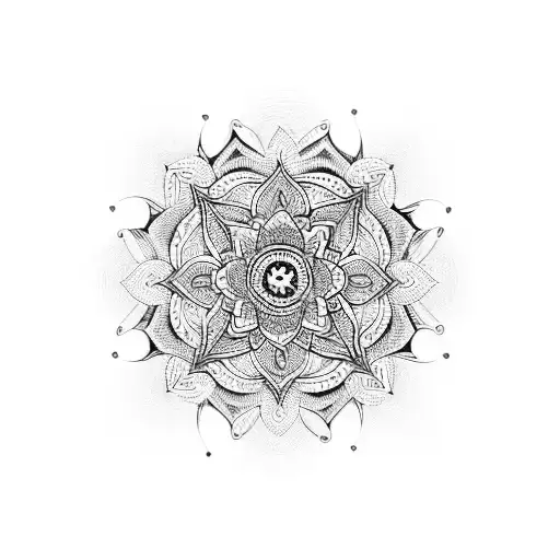 A Detailed Mandala Design With Hearts And Religious Symbols Intertwined