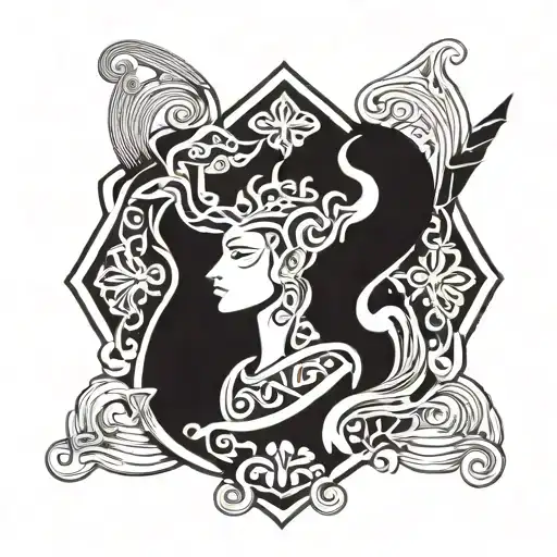 Abode Santann African Symbol Tattoo In Art Nouveau Style