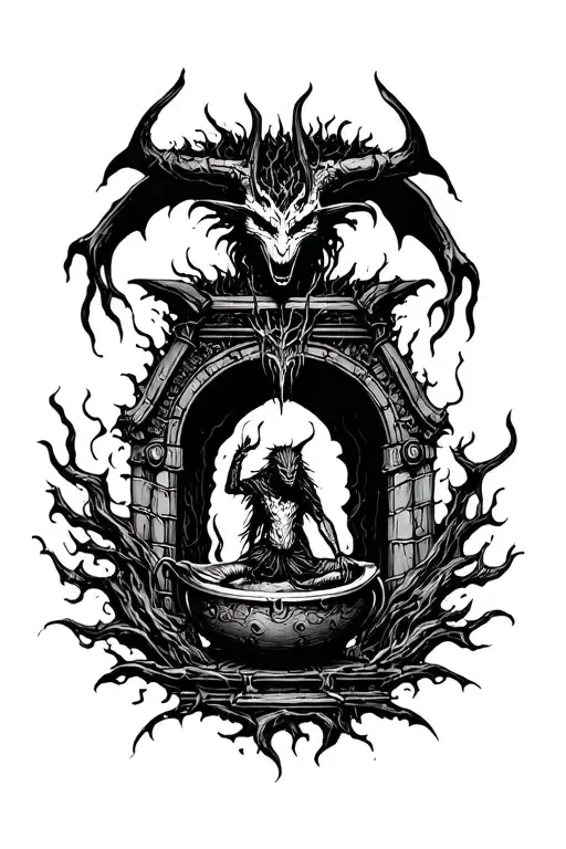 A Potal To Hell With A Demon At The Entrance