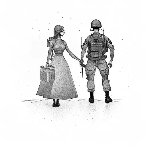 A Soldier Returned From The War And His Wife Who Is Waiting For Him