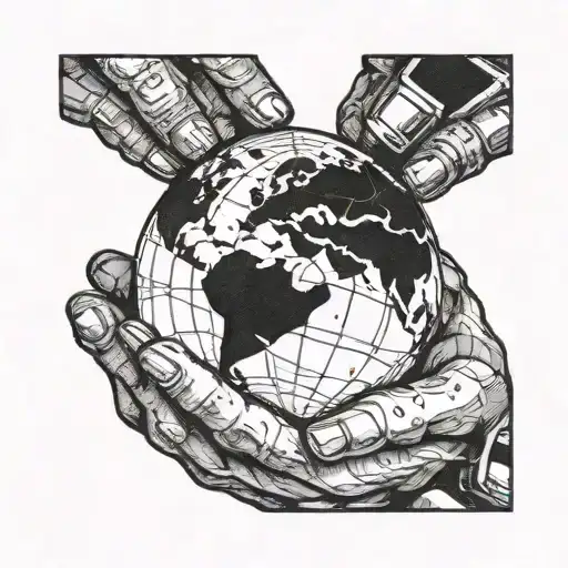 Hand Holding Piece Of Broken Earth Globe