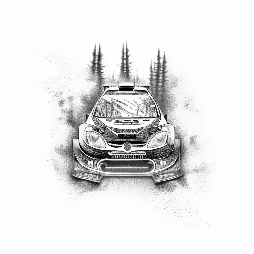 A Dynamic Rally Car Speeding Through A Forest