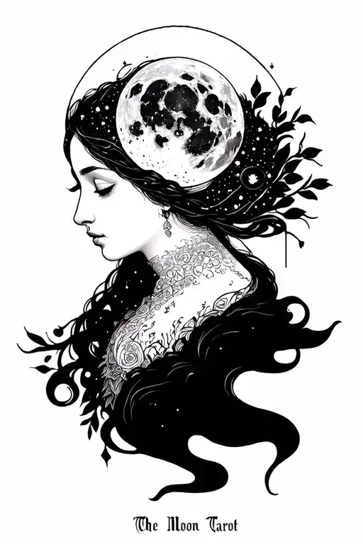 The Moon Tarot Beatiful Young Woman Portrait Described As The Moon Tarot Classical Design