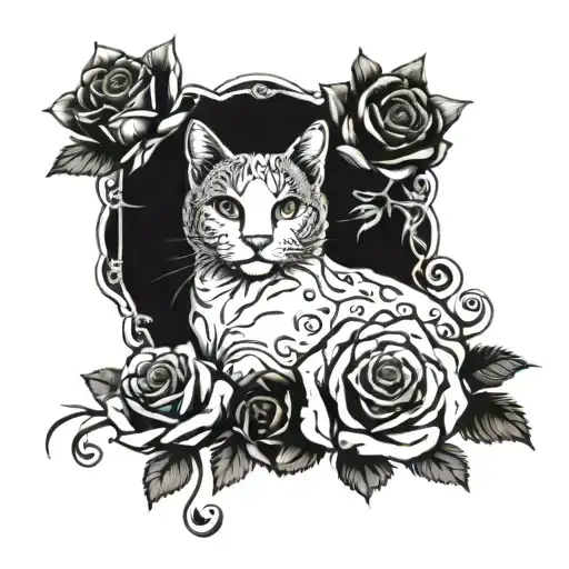Roses Around A Cat