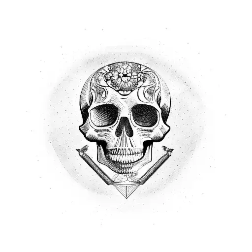 An Artistic Representation Of A Cocktail Glass With A Skull Inside