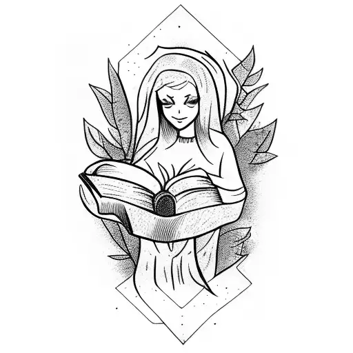 A Witch Reading A Book In A Mystical Forest