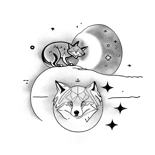 Moon And Sun With Foxes