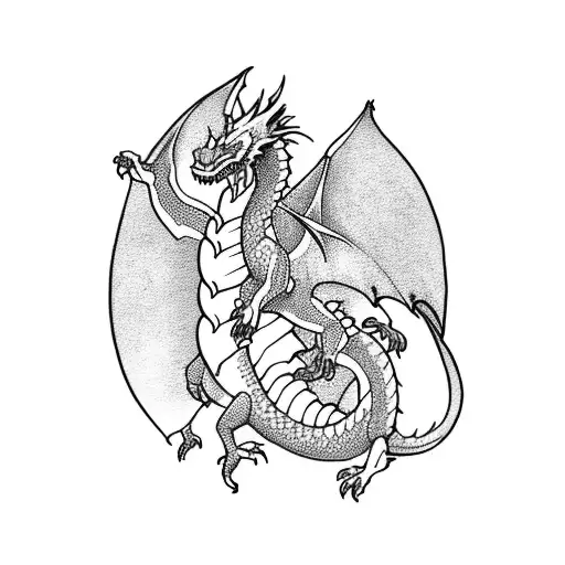 Dragon Breathing Fire On A Mountain