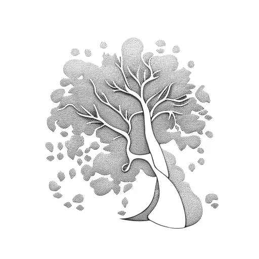 Black Background White Tree