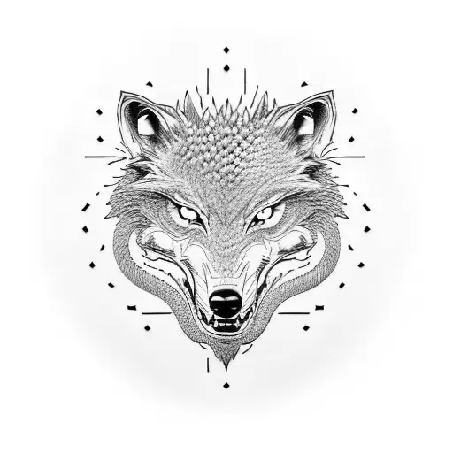 Wolve With Dragon Skin Clock In The Middle For Hand