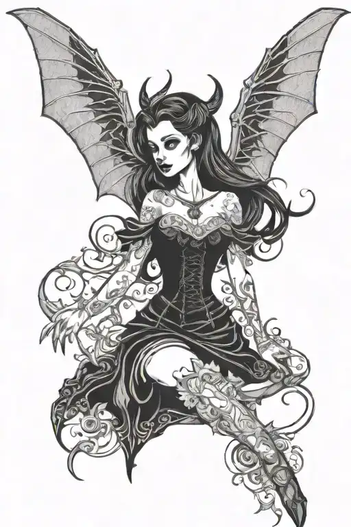 Vampire Girl With Bat Wings