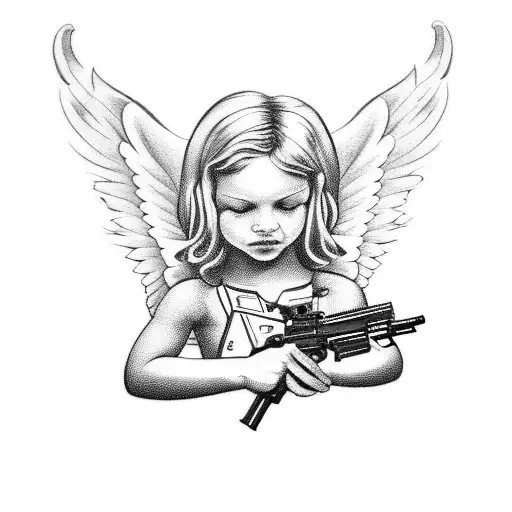 Cute Angel With Gun