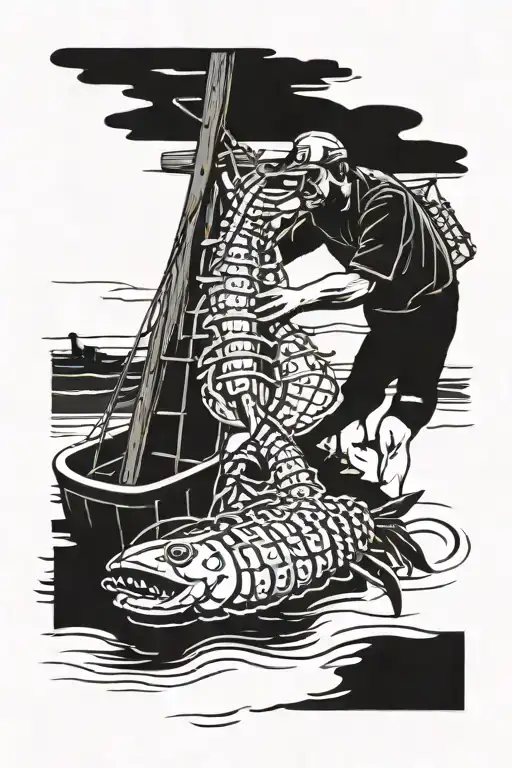 Lobster Fisherman Pulling A Lobster Trap Out Of The Water