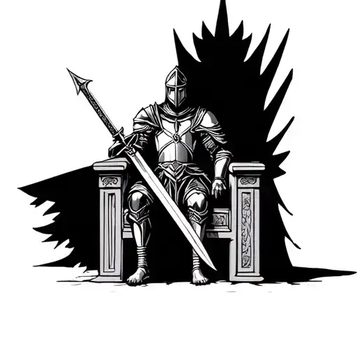 Knight On The Throne Holding A Sword