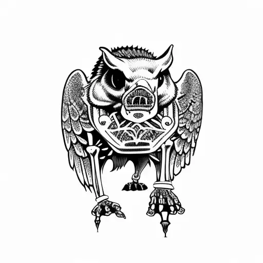 Hog Skeleton Standing Up With Wings