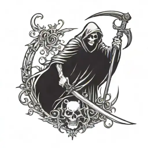 Sad Grim Reaper With Scythe