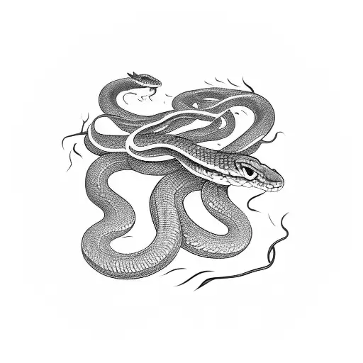 Snake Biting Crawling On A Sword