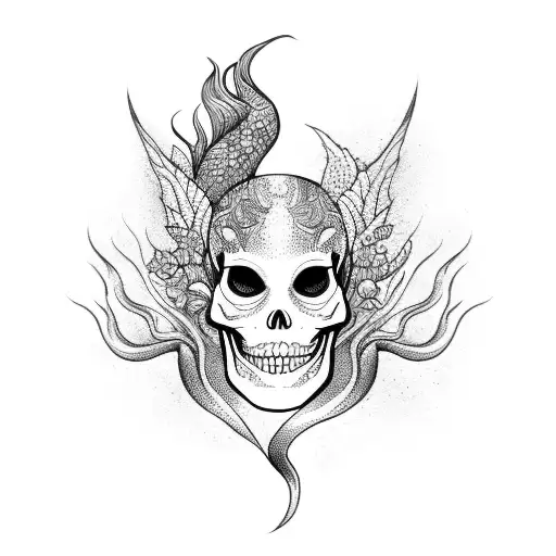 Dark Mermaid Full Body Skeleton