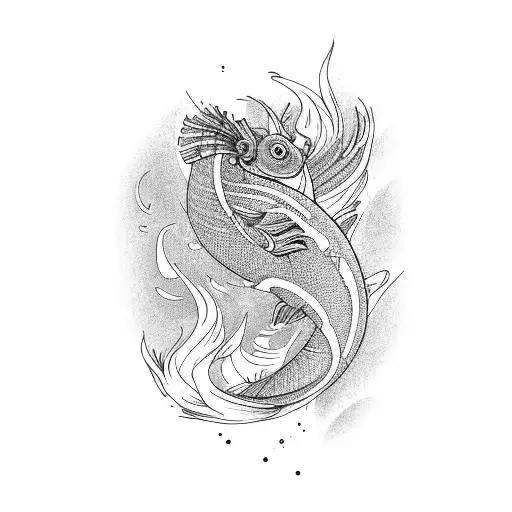 A Majestic Koi Fish Transforming Into A Blazing Phoenix
