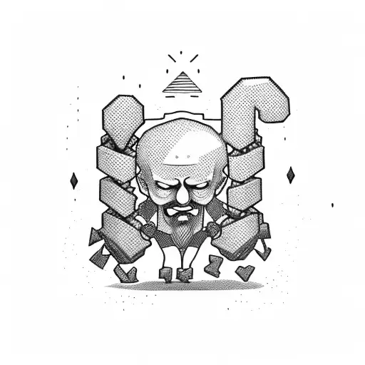 Strongman Breaking Chains Made Of Black Hearts