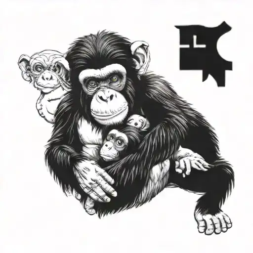 Chimp Holding A Baby Chimp