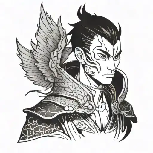 A Stylized Portrait Of Zuko From Avatar With Dragon Wings
