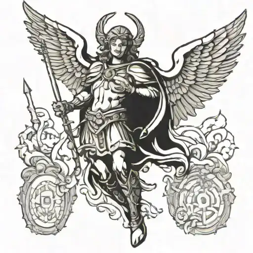 Saint Michael Walking To Heaven Gates