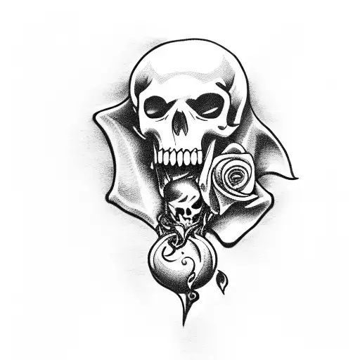 A Seductive Vampire Pirate Holding A Skull With A Rose In Its Mouth