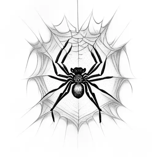 Spider With Spider Web And Spider