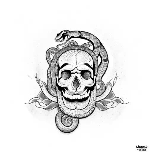 Snake Passing Through Skull