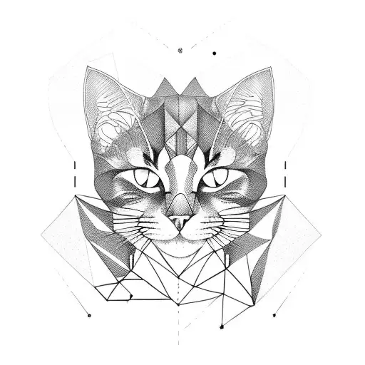 Geometric Cat Badass Simple