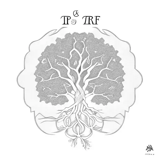 A Tree Of Life With The Initials Of Family Members In The Brances And Parent In The Roots