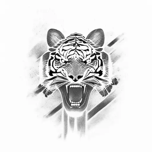 Race Car With Inline 6 Engine Exhaust Transforming Into Korean Tiger Stripes